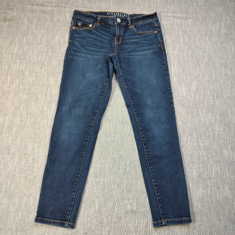 Aeropostale Jeans‎ Womens Size 8 Short (29x27) Blue Mid Rise Boot Cut Whiskered
